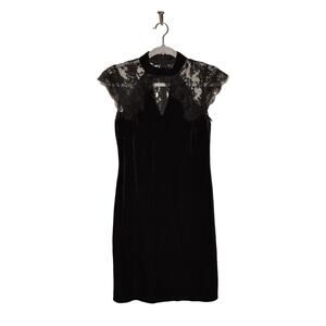 WHITE HOUSE BLACK MARKET NEW $130 Velvet Shift Dress Lace‎ Veiling Size 0